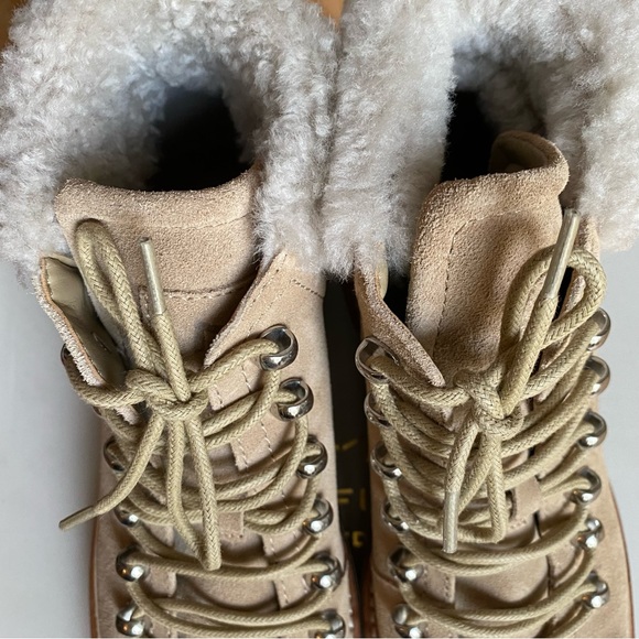 NEW Marc Fisher Cade Shearling Lace Up Combat Bootie in Light Natural 8 - Picture 5 of 11
